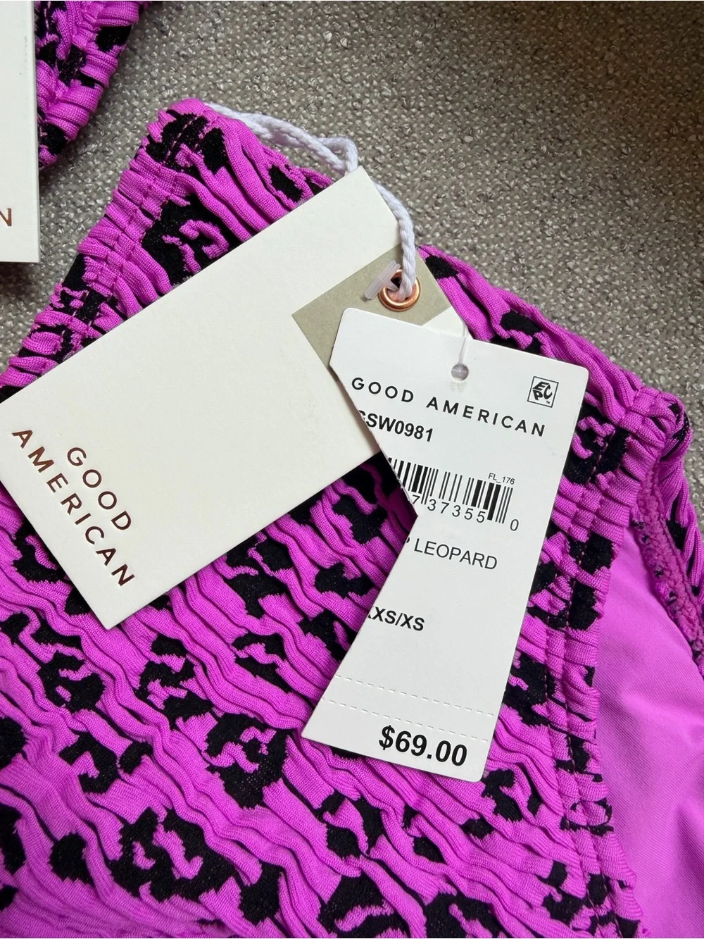 Good American Lollipop Leopard Always Fits Bikini Set NWT XS $148
